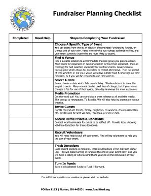 fundraiser planning checklist